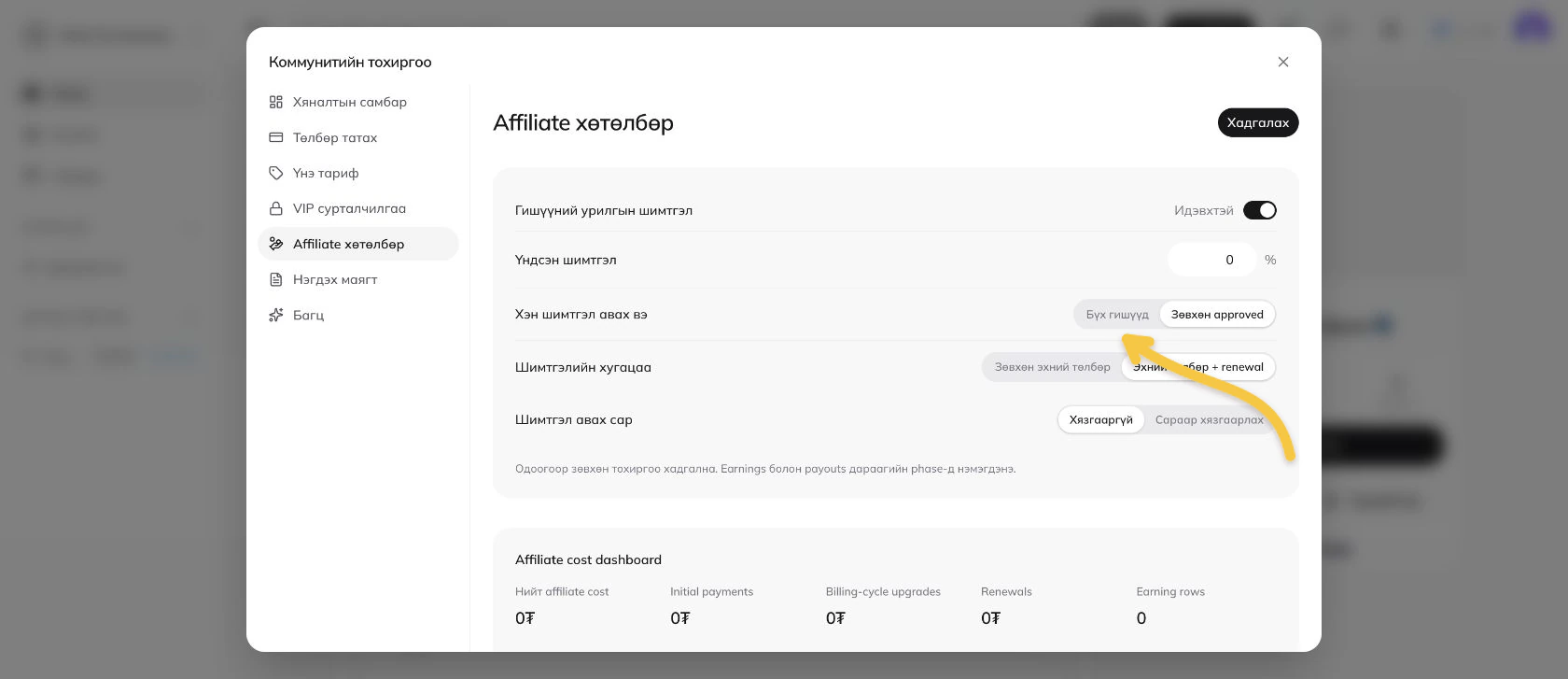 Affiliate эрх болон хугацаа